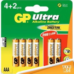 GP 24AU4/2 AAA Ultra Plus Alkaline Battery 4+2pc Card
