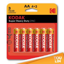 Kodak Super Heavy Duty AA 4+2pc Card Battery