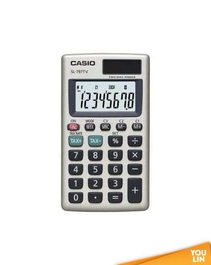 Casio Calculator 8 Digits SL-797TV - Gold