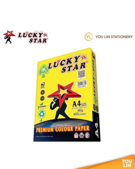 Luckystat CS210 A4 80gm Color Paper 450'S - Lemon