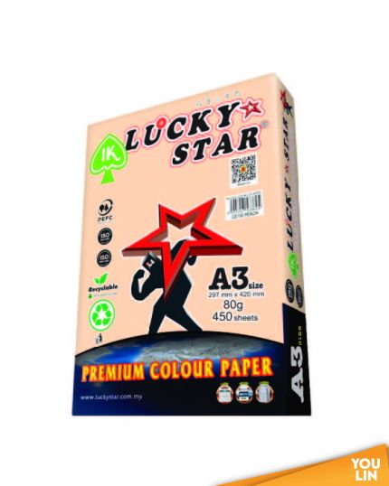 Luckystat CS150 A3 80gm Color Paper 450'S - Peach