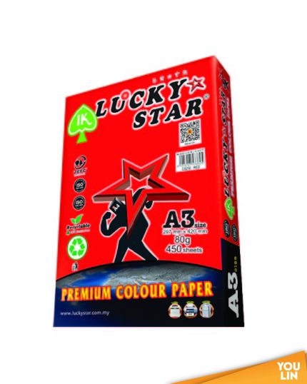 Luckystat CS250 A3 80gm Color Paper 450'S - Red