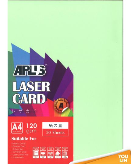 APLUS A4 120gm Laser Card 20'S - L.Green (130)