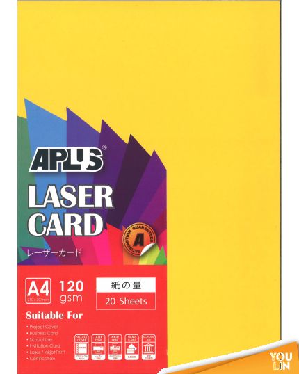APLUS A4 120gm Laser Card 20'S - Gold (200)