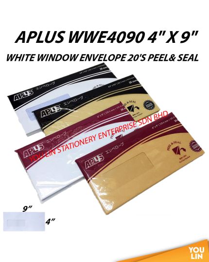 APLUS WWE4090 4" X 9" White Window Envelope 20'S (P&S)