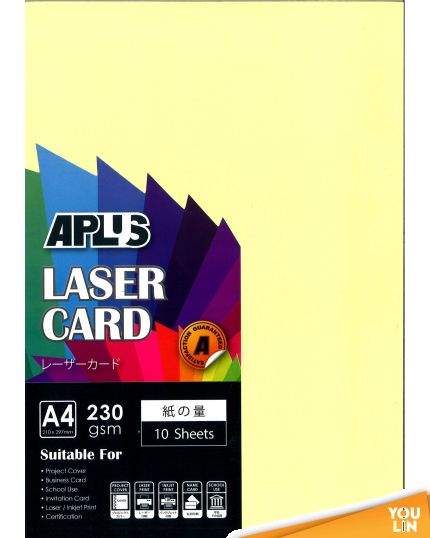 APLUS A4 230gm Laser Card 10'S - Yellow (06)