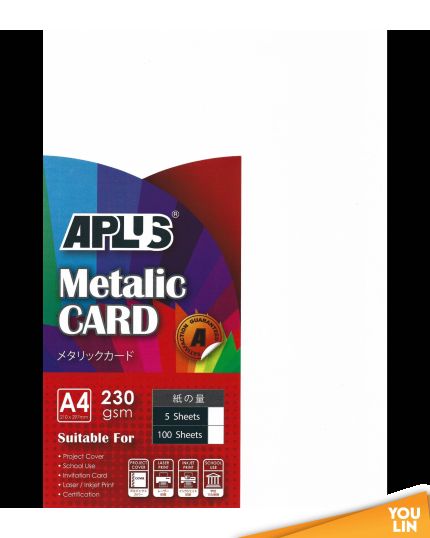 APLUS A4 230gm Metalic Card - (01) White 5'S