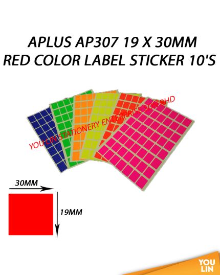 APLUS AP307 19 X 30MM Color Label Sticker 10'S - Red
