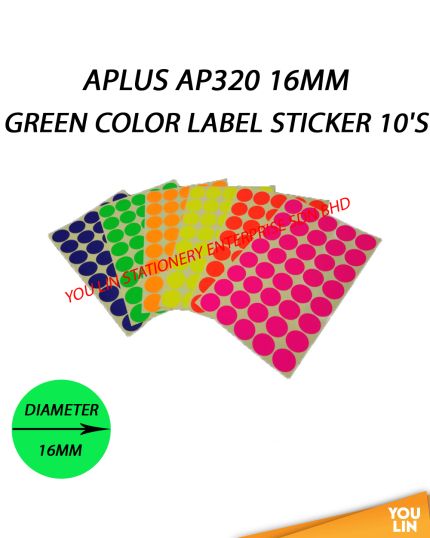 APLUS AP320 16MM Color Label Sticker 10'S - Green