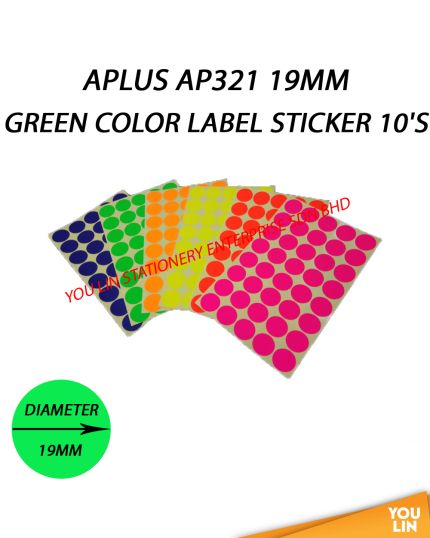 APLUS AP321 19MM Color Label Sticker 10'S - Green