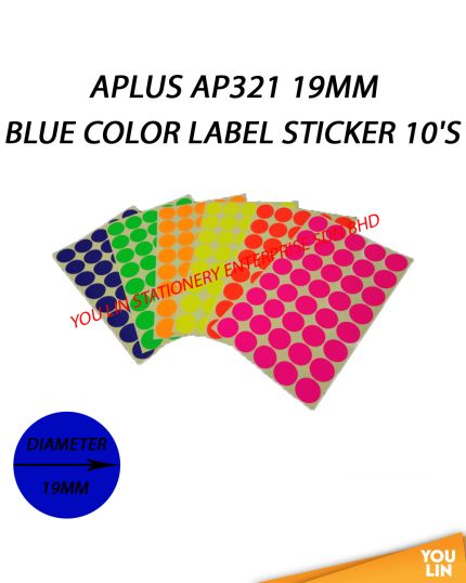 APLUS AP321 19MM Color Label Sticker 10'S - Blue