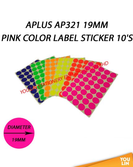 APLUS AP321 19MM Color Label Sticker 10'S - Pink
