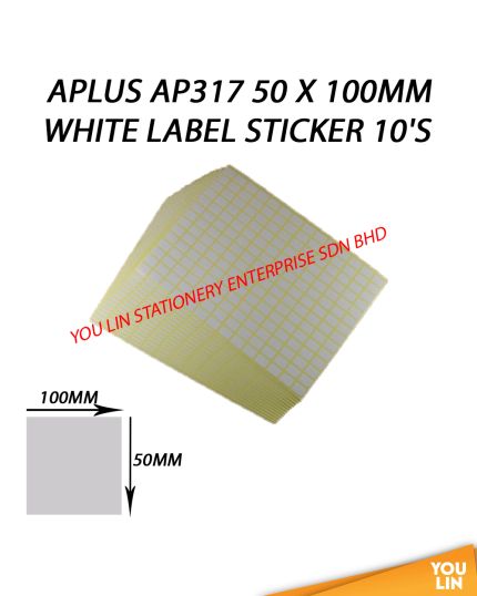 APLUS AP317 50 X 100MM White Label Sticker 10'S
