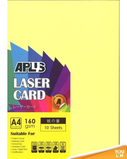 APLUS A4 160gm Laser Card 10'S - Yellow (160)