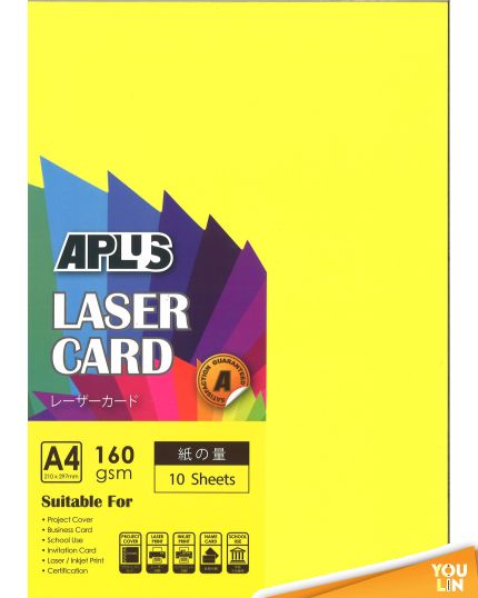 APLUS A4 160gm Laser Card 10'S - Lemon (210)