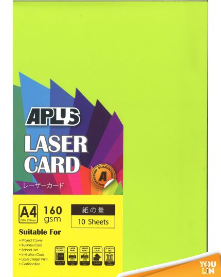 APLUS A4 160gm Laser Card 10'S - C.Green (321)