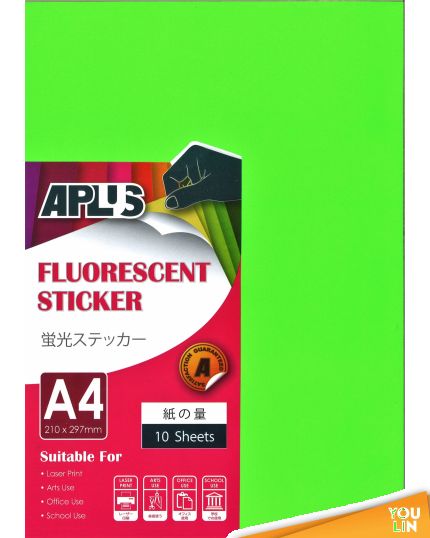 APLUS A4 Fluorescent Sticker - Green 10'S