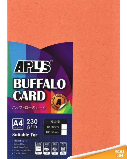 APLUS A4 230gm Buffalo Card 10'S - Orange