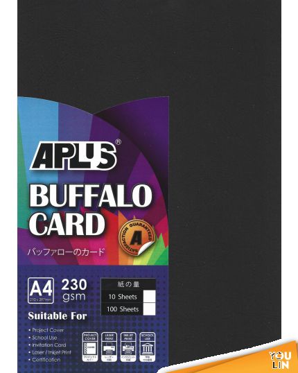 APLUS A4 230gm Buffalo Card 100'S - Black