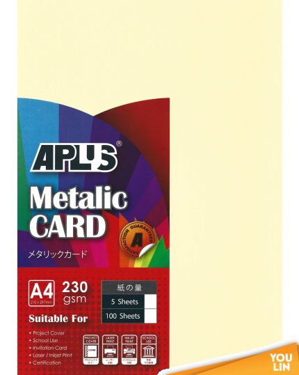 APLUS A4 230gm Metalic Card - (03) Yellow 5'S