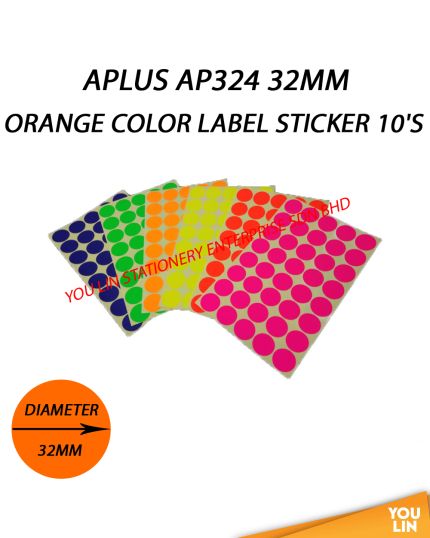 APLUS AP324 32MM Color Label Sticker 10'S - Orange