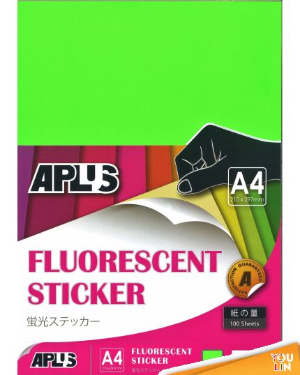 APLUS A4 Fluorescent Sticker - Green 100'S
