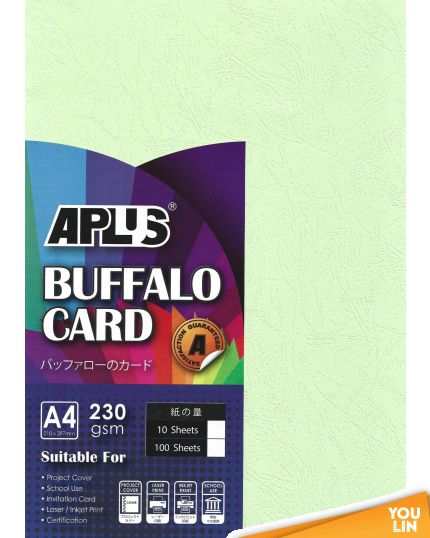 APLUS A4 230gm Buffalo Card 100'S - L.Green