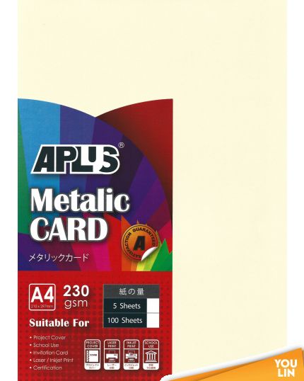 APLUS A4 230gm Metalic Card - (02) Cream 100'S