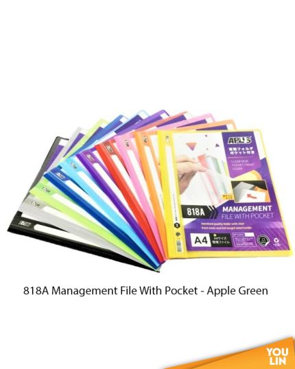 APLUS 818A A4 Management File W/Pocket - Apple Green
