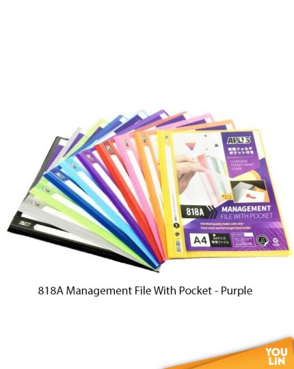 APLUS 818A A4 Management File W/Pocket - Purple
