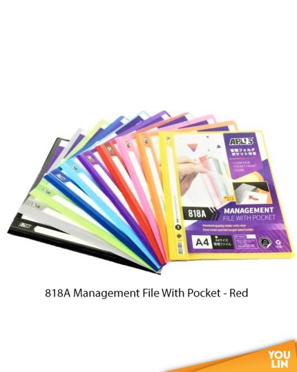 APLUS 818A A4 Management File W/Pocket - Red