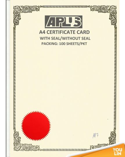 APLUS A4 160gm Certificate Card V/Seal - APS7