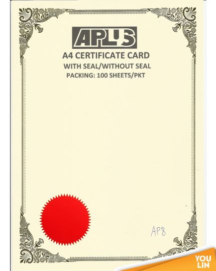 APLUS A4 160gm Certificate Card V/Seal - APS8