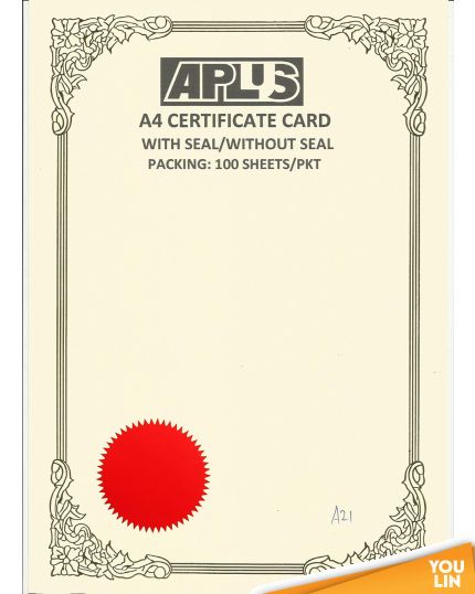 APLUS A4 160gm Certificate Card V/Seal - AS21