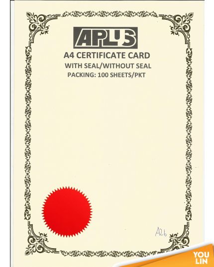 APLUS A4 160gm Certificate Card V/Seal - AS26