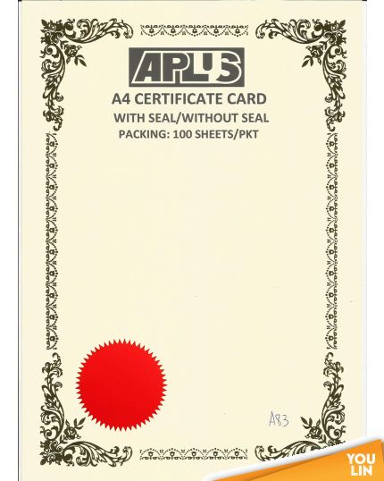 APLUS A4 160gm Certificate Card V/Seal - AS83