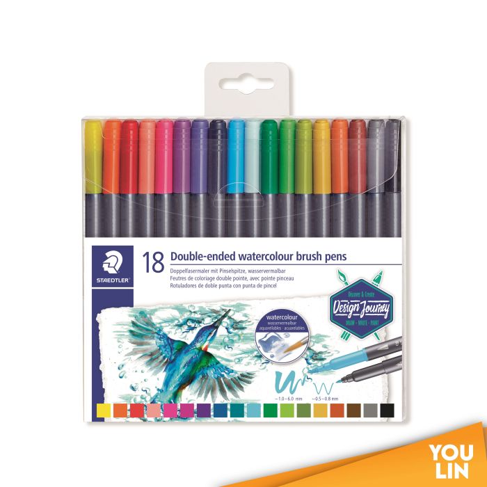 STAEDTLER 3001 TB18 02 Double-Ended Watercolour Brush Pen - 18colours