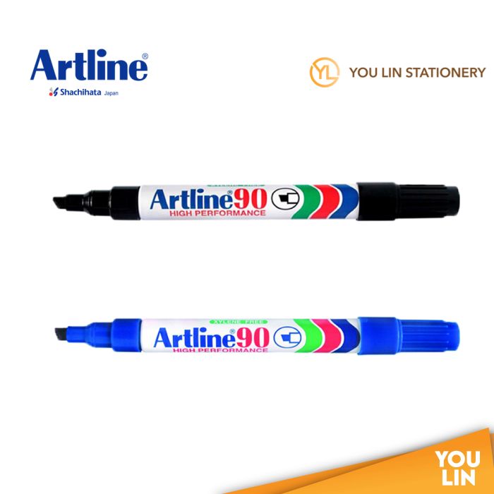 Artline 90 Permanent Marker Pen 2.0-5.0mm 2'S - Black/Blue