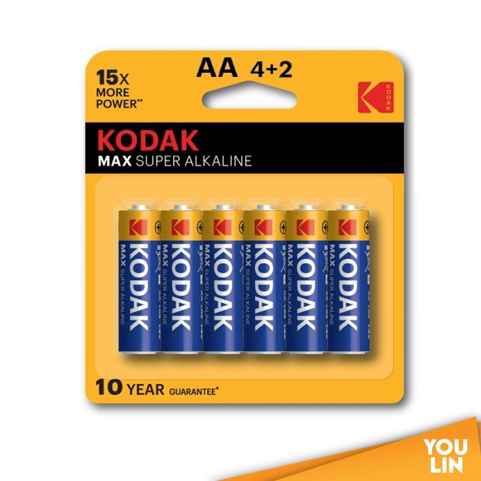 Kodak Max Alkaline AA Battery 4+2pc Card