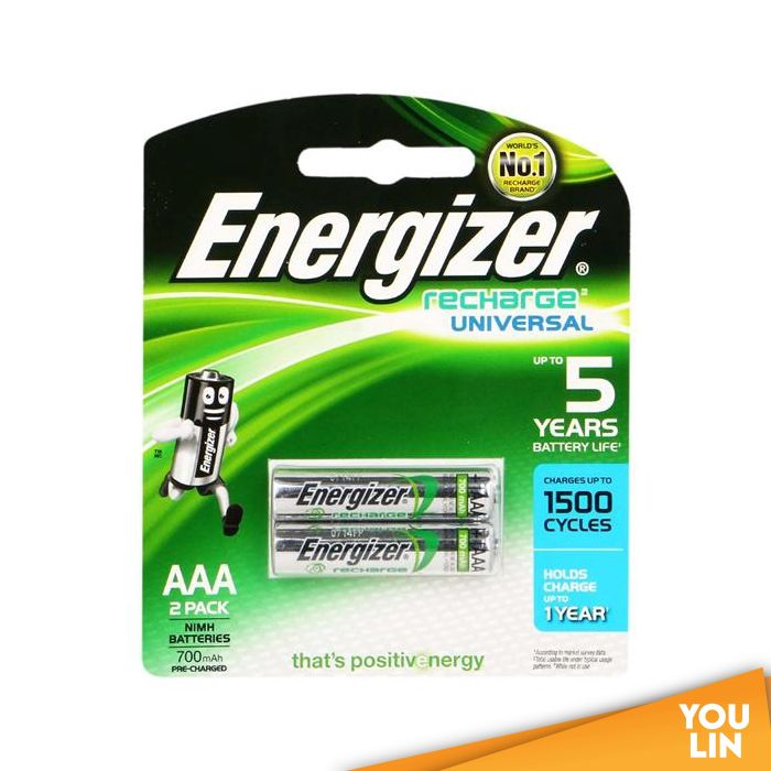 Energizer NH12PPRP2 NIMH AAA Rechargeable Battery 700mah 2pc Card