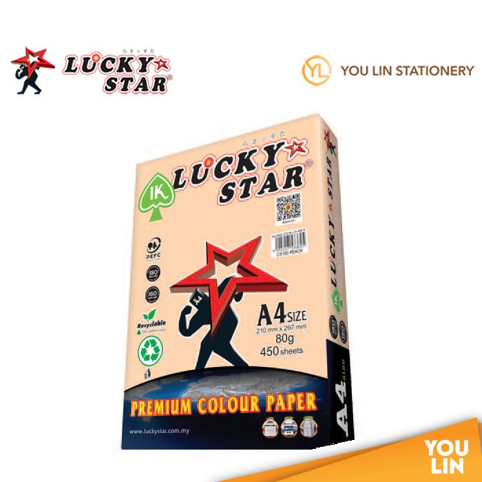 Luckystat CS150 A4 80gm Color Paper 450'S - Peach