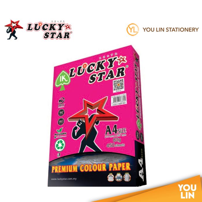 Luckystat CS350 A4 80gm Color Paper 450'S - Cyber Red