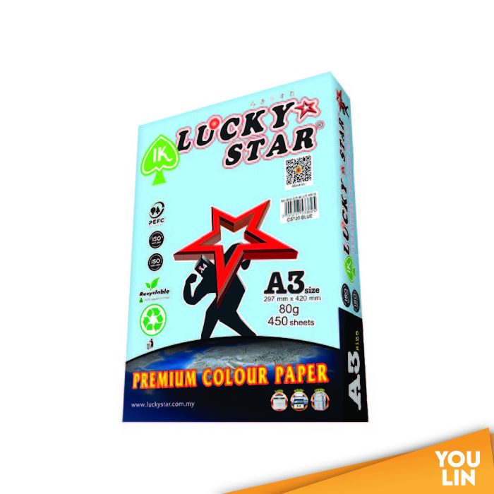 Luckystat CS120 A3 80gm Color Paper 450'S - Blue