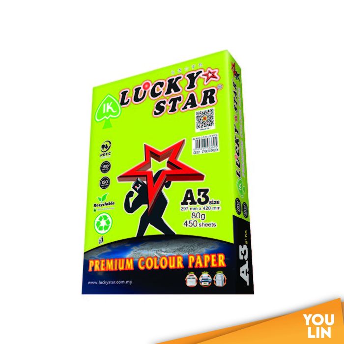 Luckystat CS321 A3 80gm Color Paper 450'S - Cyber Green