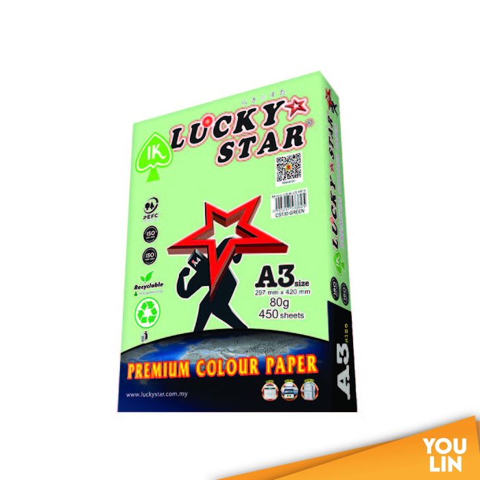Luckystat CS130 A3 80gm Color Paper 450'S - Green