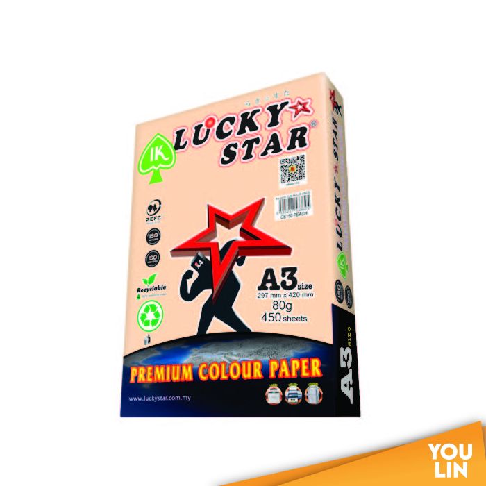 Luckystat CS150 A3 80gm Color Paper 450'S - Peach