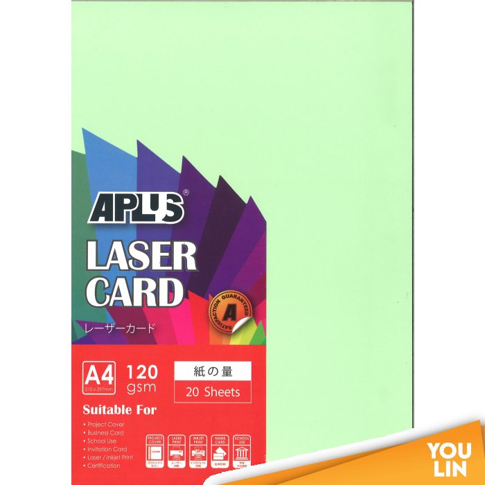 APLUS A4 120gm Laser Card 20'S - L.Green (130)