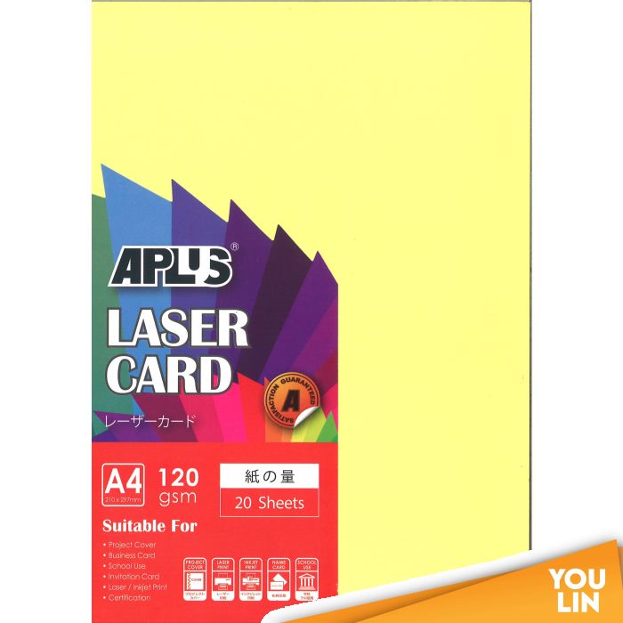 APLUS A4 120gm Laser Card 20'S - Yellow (160)