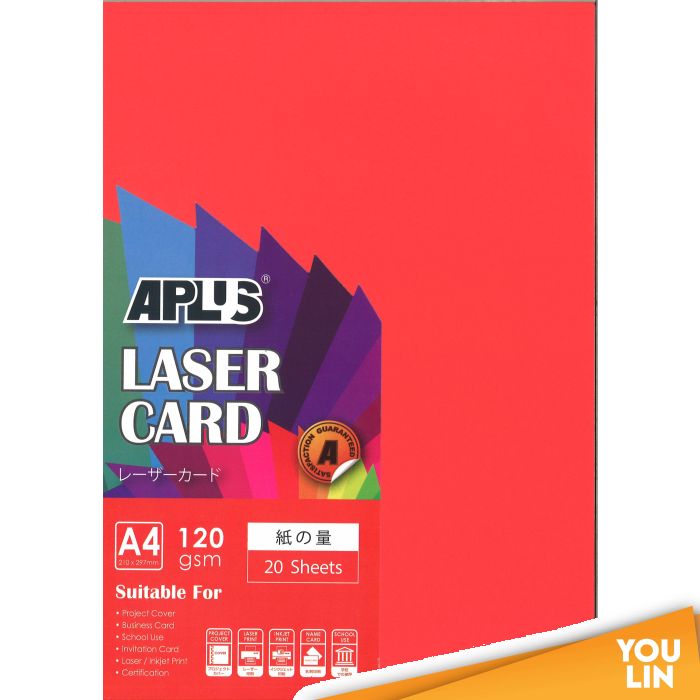 APLUS A4 120gm Laser Card 20'S - Red (250)