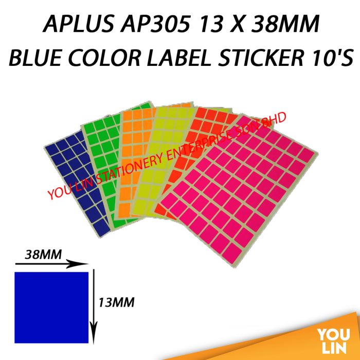 APLUS AP305 13 X 38MM Color Label Sticker' 10'S - Blue